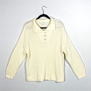 Haven Cream Button Up Mock Neck Sweater size Large